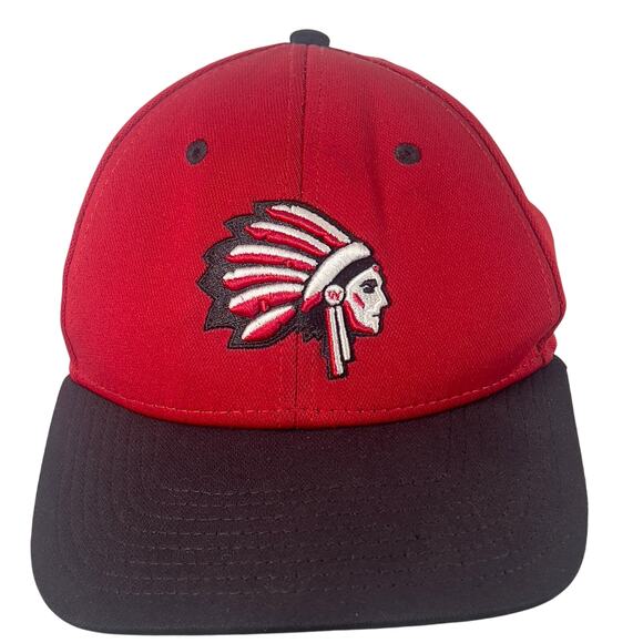Indian Chief Headdress Embroidered Black Red Baseball Cap M/L OC Sports Pro Flex - Picture 1 of 12